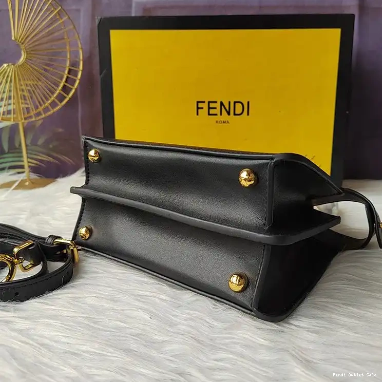 Affordable Bag Nappa Leather In Fendi Black Peekaboo ISeeU Petite 0525